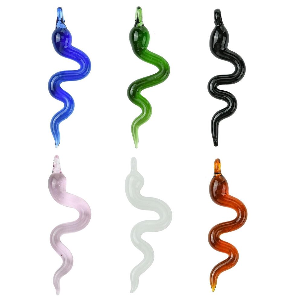 5214 6Pcs Mixed Color Handmade Lampwork Glass Snake Pendants 3D Animal